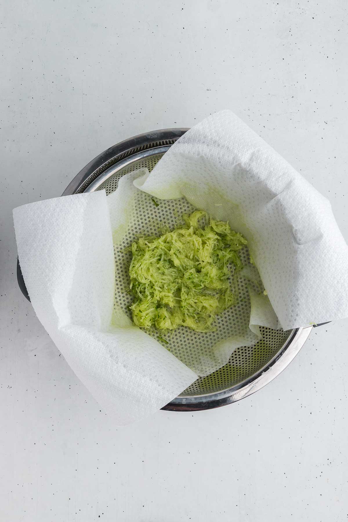 cucumber draining for tzatziki sauce