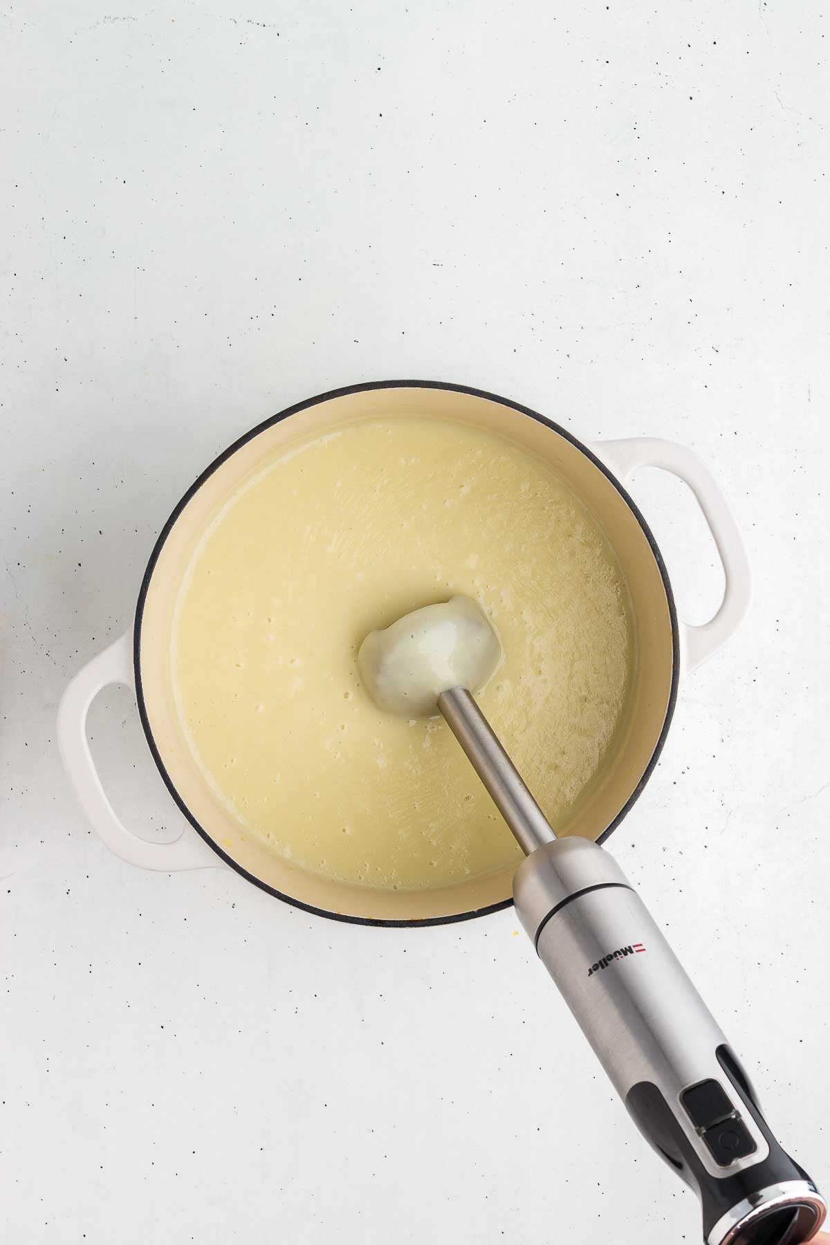 potato leek soup blended until velvety