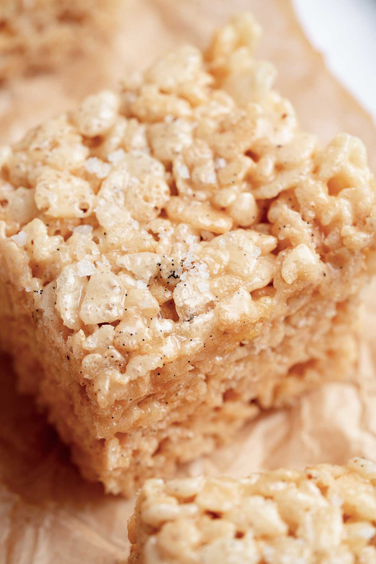 close-up of a brown butter Rice Krispie treat