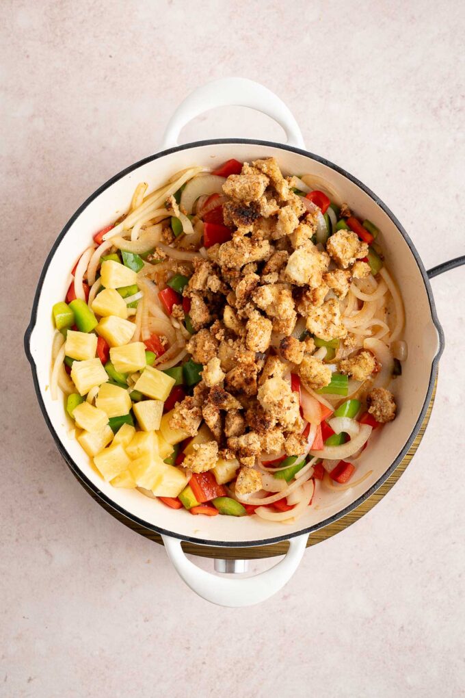 veggies and pineapple plus tofu for sweet and sour tofu