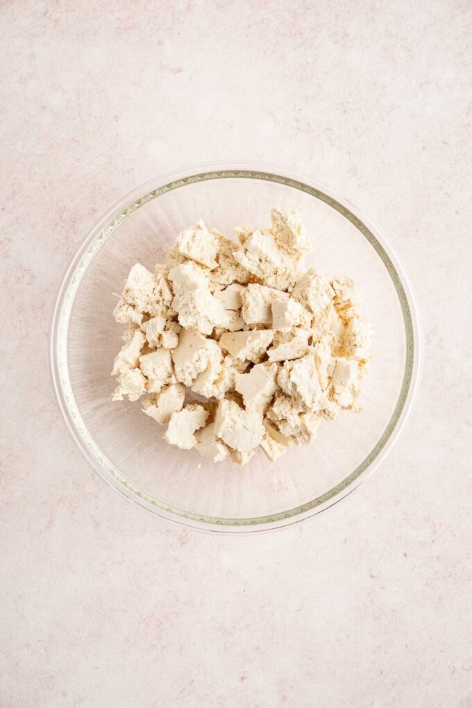 crumbling tofu for sweet and sour tofu recipe
